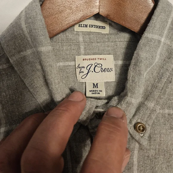 J. Crew Men's Gray Checkered Shirt Long Sleeve - Picture 2 of 2
